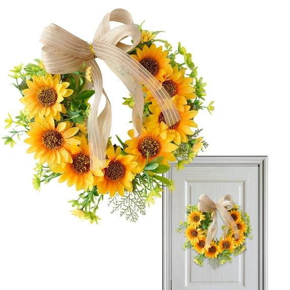Room Decor, Artificial Sunflower Summer Wreath, Door Wreaths for Front Door Outside All Season, Decorative Floral Wreath with Yellow Sunflower, Sunflower Wreaths for Front Door Outside
