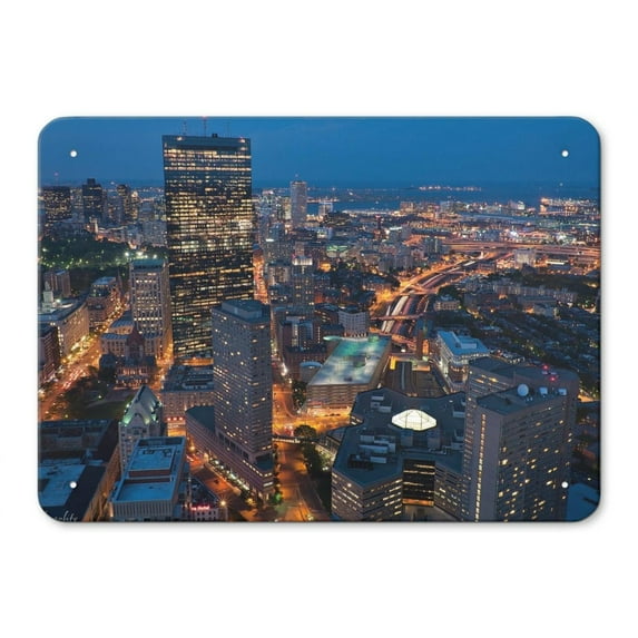 Room Decor Boston Cityscape Painting Iron Wall Art Metal Tin Sign Wall Decor for Home, Bar, Garage Coffe Bar Outdoor Decor - Gifts for Friends 10x7 Inch