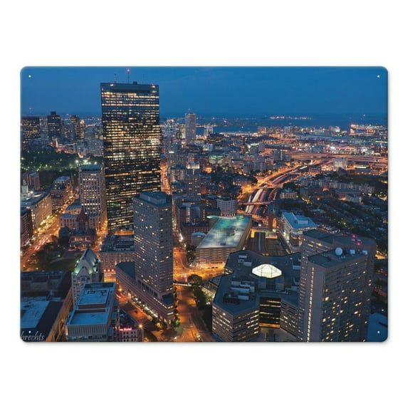 Room Decor Boston Cityscape Painting Iron Wall Art Metal Tin Sign Wall Decor for Home, Bar, Garage Coffe Bar Outdoor Decor - Gifts for Friends 24x18 Inch