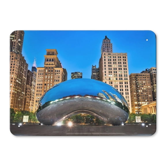 Room Decor Chicago Cityscape Painting Iron Wall Art Metal Tin Sign Wall Decor for Home, Bar, Garage Coffe Bar Outdoor Decor - Gifts for Friends 10x7 Inch