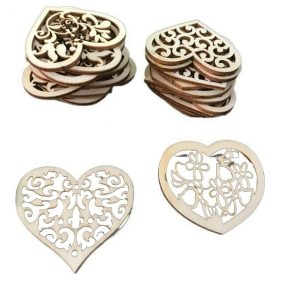 Room Decor Clearance Qianduo Wood Chip Heart Cutouts Slice Hollow Carving Wooden Chips Crafts Scrapbooking Valentine's Day Wedding Decor 50Pcs Khaki, Pendant X50