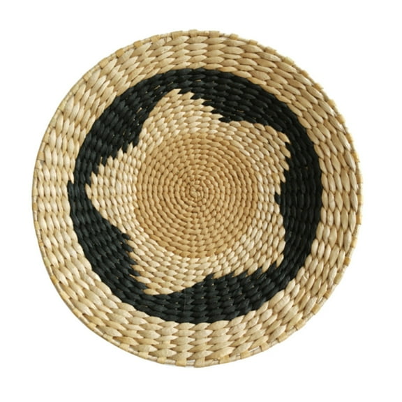 Room Decor Clearance Wall Basket Decor Boho Wall Hanging Decor Rattan Wall Decor Flat Round Wicker Woven Macrame Tapestry Wall Basket Serving Tray Art Handmade Set for Room Bedroom Living Room Brown