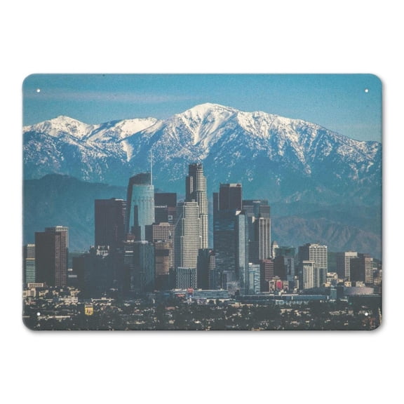 Room Decor Los_Angeles Cityscape Painting Iron Wall Art Metal Tin Sign Wall Decor for Home, Bar, Garage Coffe Bar Outdoor Decor - Gifts for Friends 14x10 Inch