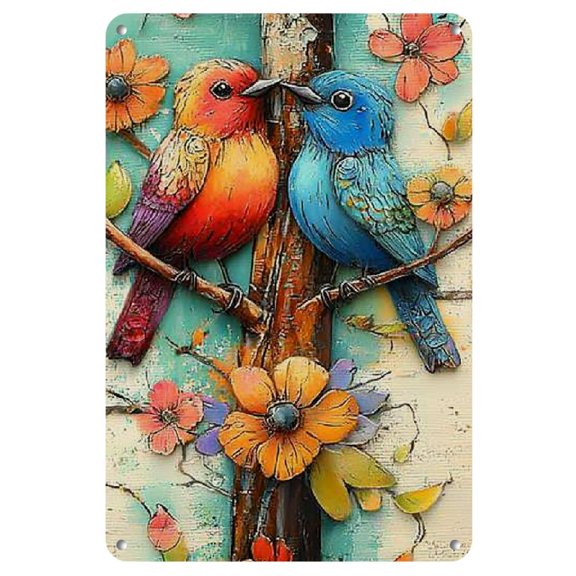 Room Decor Metal Retro Tin Logo Decoration Chicken And Bird Tin Logo Wildlife Wall Decoration Wall Poster Plaque Suitable for Home Kitchen, Bar, Club, Coffee Shop Decoration