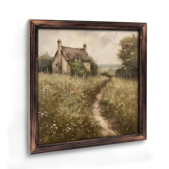 Room Decor Photo Frame Art Prints: Vintage English Cottage Wall Art , Impressionist Countryside Painting, Country Rustic Meadow Print, French Country Decor, Farmhouse Art Style 08×08inch(20×20cm)