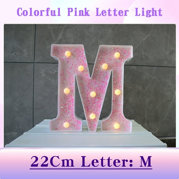 Room Decor, Pink Party Decorations,Girls Room Decor, Glitter Light Up Letters, Alphabet Letter Sign for Night Light Birthday Party Girls Gifts, Home Bar Decoration