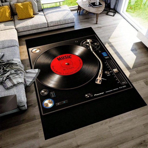 [Room Decor Rug]Room Decor Rug-R Turntable Area Rug Vinyl Record Player Carpet, Non Slip