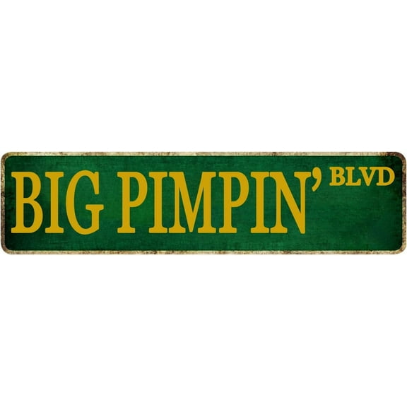 Room Decor Street Sign Funny Big Pimpin Blvd Tin Signs Big Pimpin Street Signs For Bedroom Home Decor Funny Signs For Bedroom Garage Wall Decor 4x16 Inch