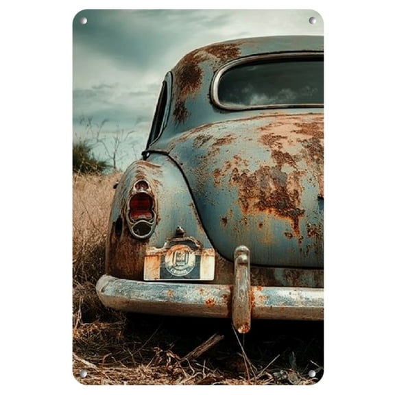 Room Decor Vintage Rusty Beetle Metal Tin Sign - Iron Wall Decorations for Homes, Bars, Cafes and Restaurants - Waterproof and Dustproof - Aesthetic Room Decorations - 1pc Holiday Decorations