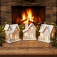 thumbnail image 1 of 1Pc Lighted Christmas Village House Wooden Snow Cottage Decoration with Led Lights for Tabletop Holiday Home Decor,3.78"X2.87"X3.27",by JASKFLY, 1 of 5