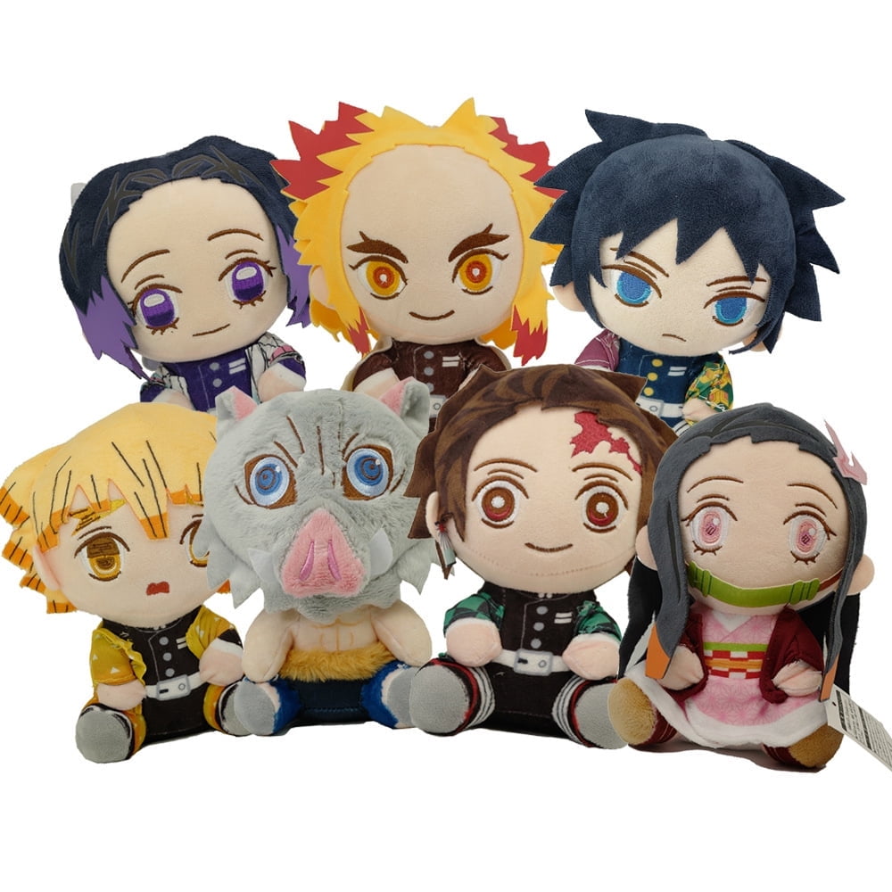 Room Decoration for Fans Holiday Special Figure Bundle Demon Slayer Stuffed Plush Toy Kids Gifts Tanjirou Kyoujurou Zenitsu Nezuko Figure 8"