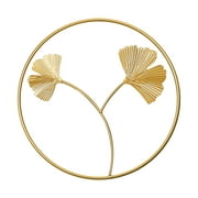 Room Decorations Nordic Living Room Light Luxury Gold Round Ginkgo Leaf Metal Wall Hanging in Clearance