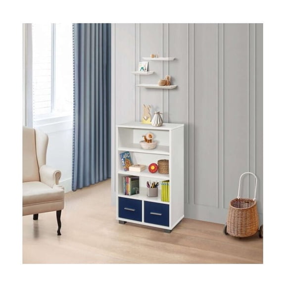 Room Designs Bookcase White/Blue Contemporary Rectangle
