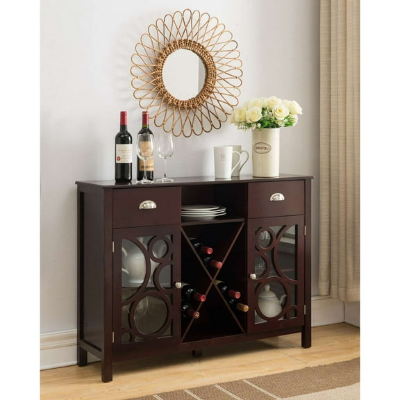 Room Designs Buffet / Wine Rack Dark Cherry Transitional Rectangle