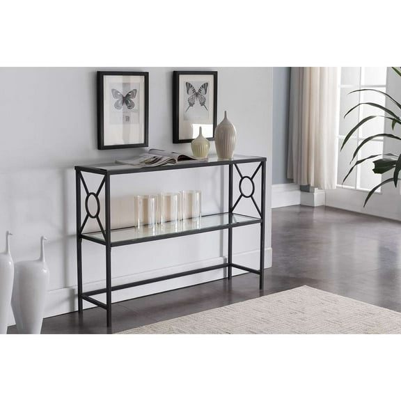 Room Designs Console Table Black/Brushed Copper Modern Rectangle