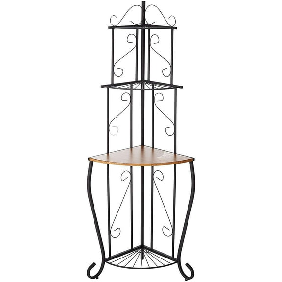 Room Designs Corner Baker's Rack Black; Walnut Traditional Triangle