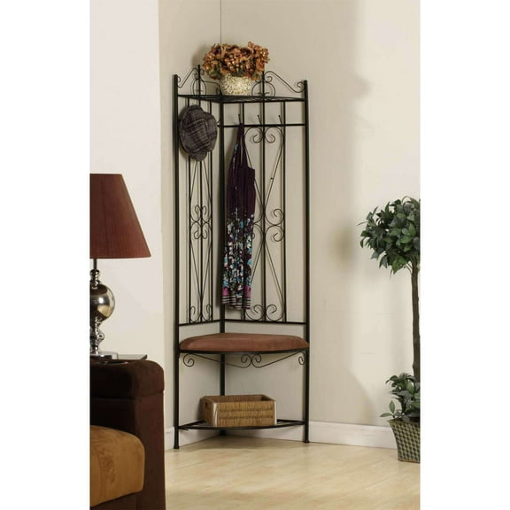 Room Designs Corner Hall Tree Black; Brown Transitional Triangle