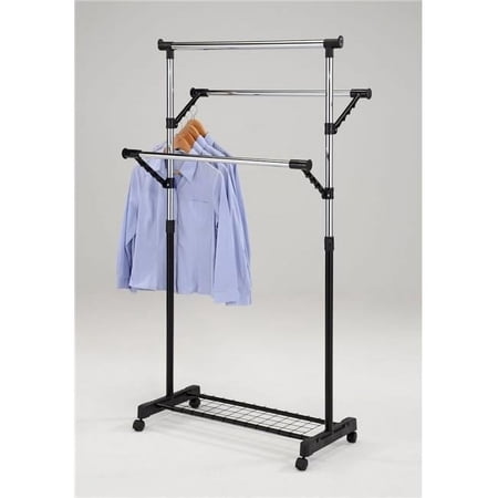 Room Designs Garment Rack Black / Chrome Transitional Rectangle; bar top