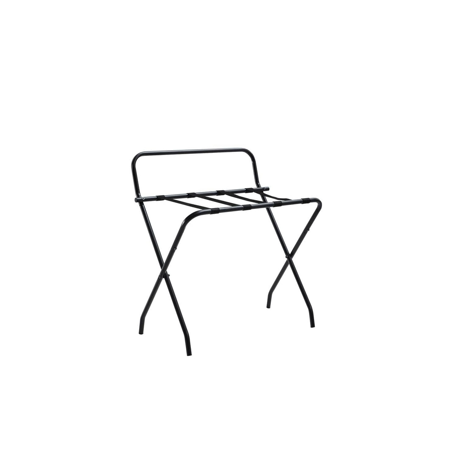 Ludlow Black Metal Folding Luggage Rack with Backrest