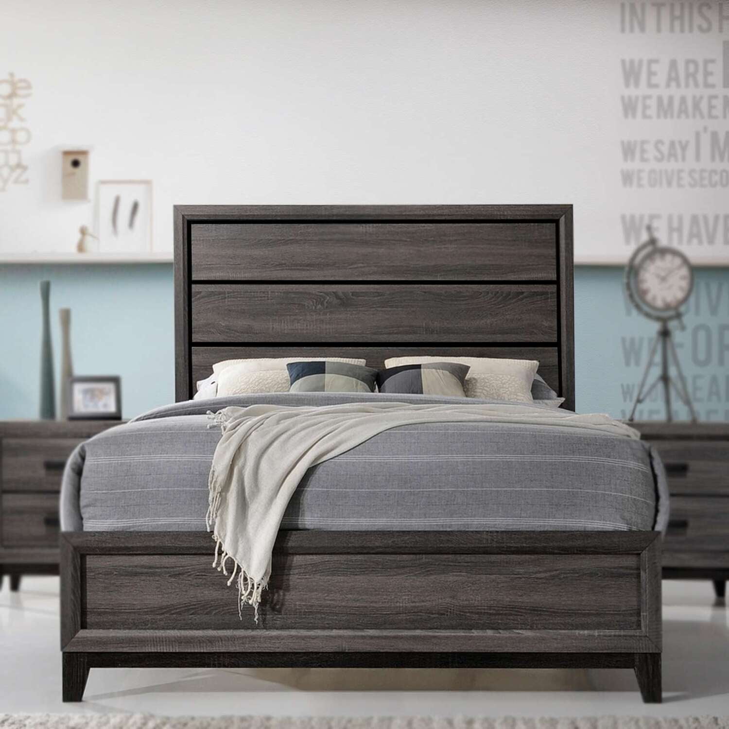 Mainstays Parklane Twin Platform Bed, Cobblestone Finish