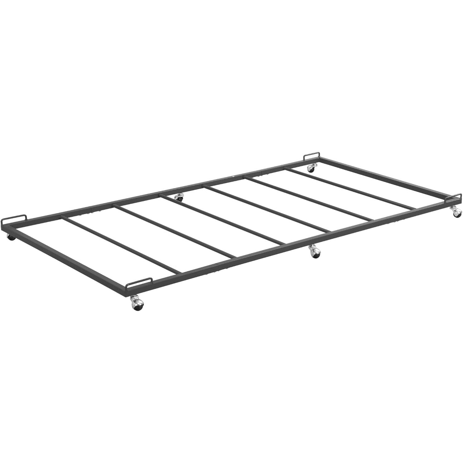 Black Twin Metal Roll Out Platform Trundle Bed Frame with Slats