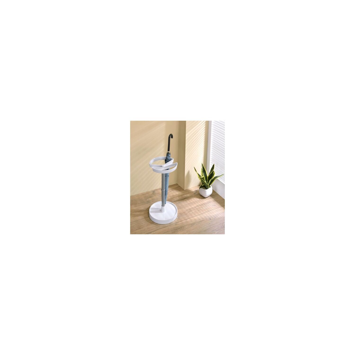 White and Gray Metal Round Umbrella Stand