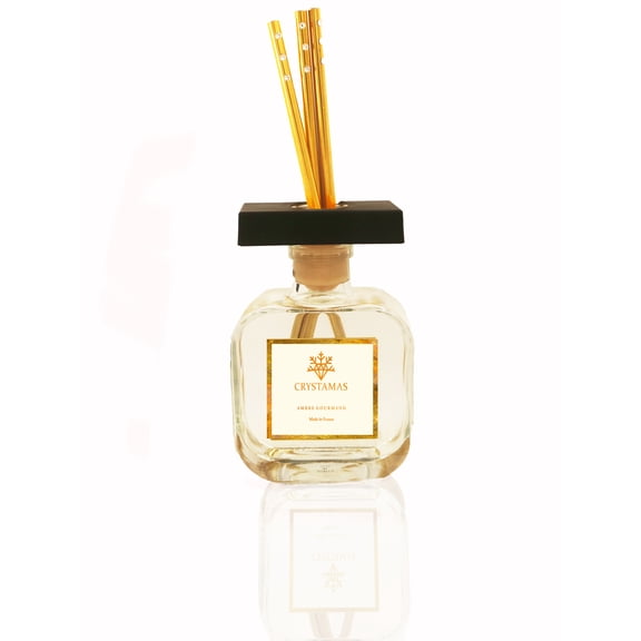 Room Diffuser Ambre Gourmand Scent with Gold Tubes and Crystals