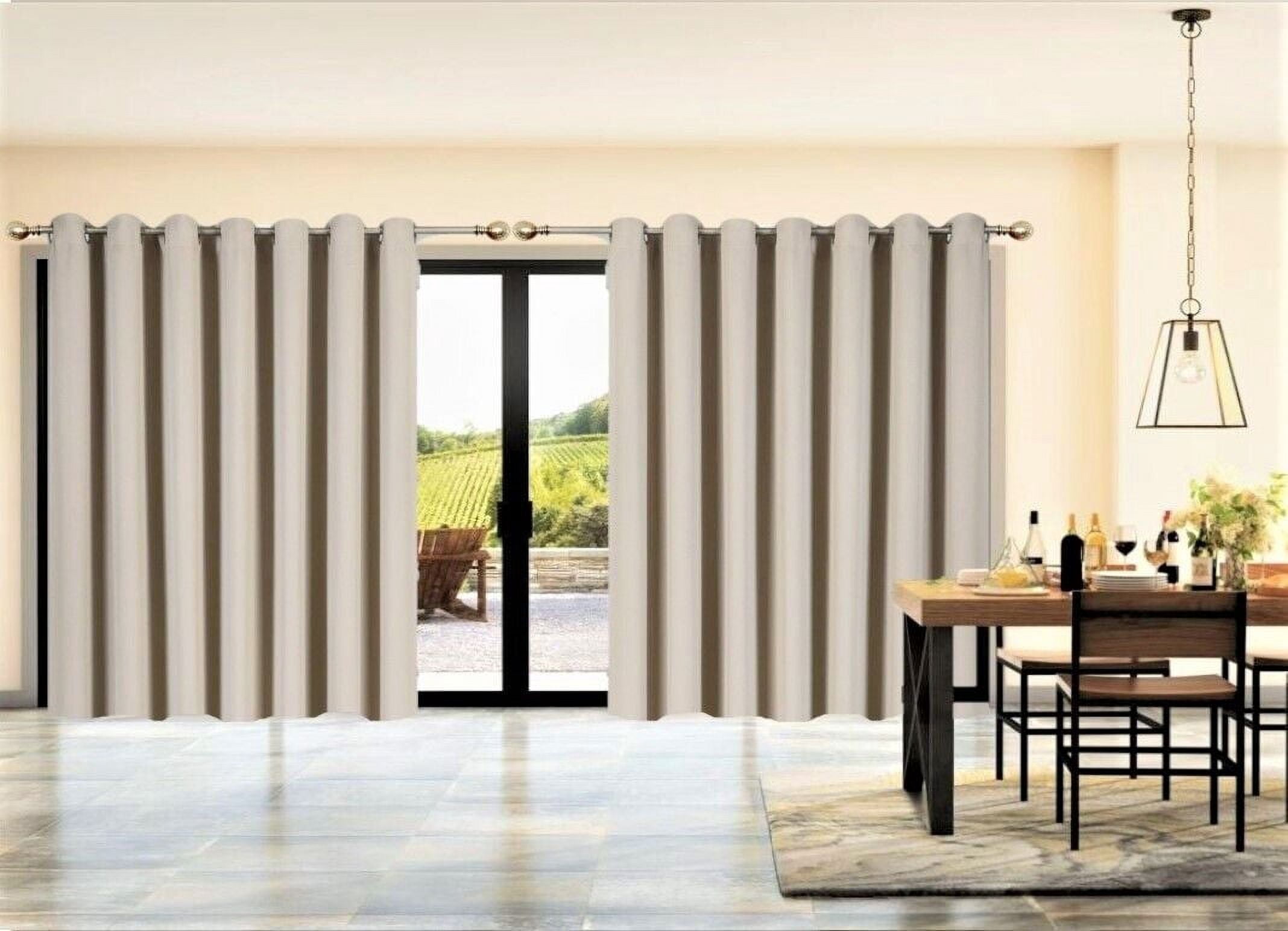 View of Room Divider 1 Piece K100 Thermal Ivory Color Blackout Panel Patio Door ...