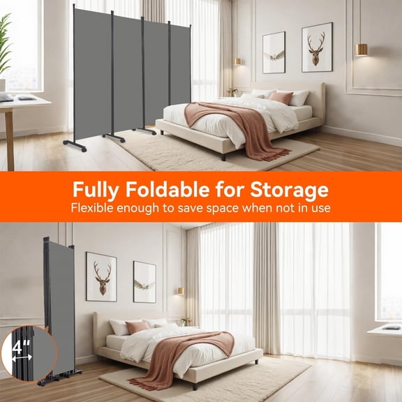 Room Divider 22''W Wall Divider for Room Partition (Heavy Duty Base) 1 Panel Partition Room Dividers, Freestanding Room Divider Screen Separation W/Wheels Folding Privacy Screen Panel Space Separator