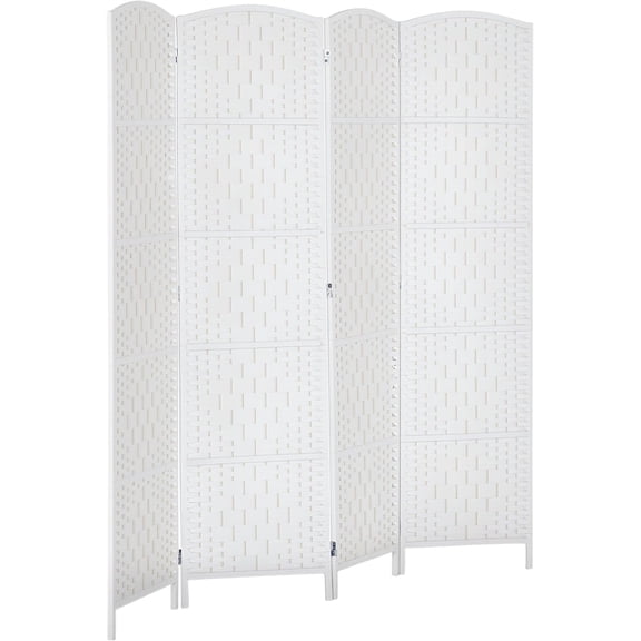 Room Divider 3 Panel, 6FT Tall Folding Privacy Screen, Freestanding Hand-Woven Partition for Room Separation with 360 Hinges, Paper Rope Diamond Weave, White