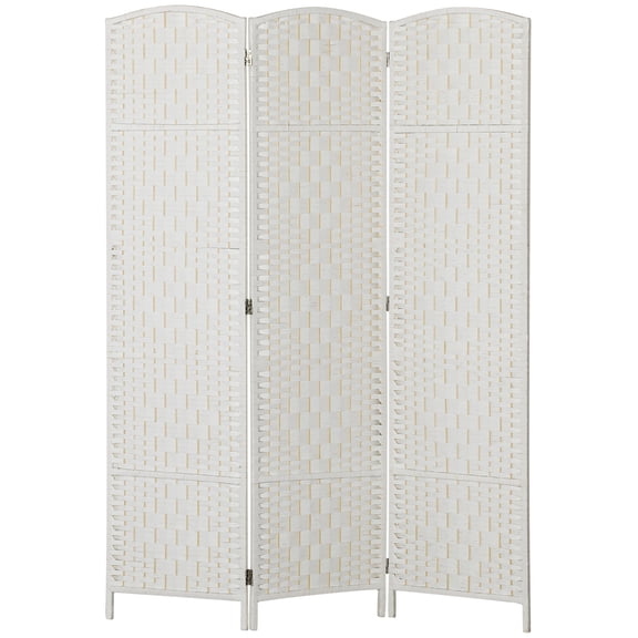 Room Divider, 3 Panel Folding Privacy Screen, 6FT Tall Portable Weave Partition Wall Divider for Bedroom, White