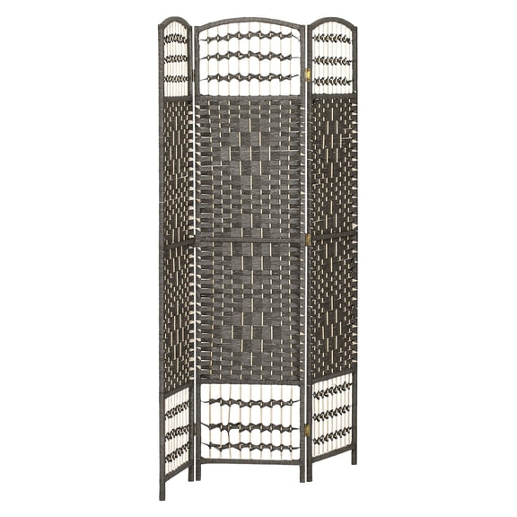 Room Divider 3 Panel, Folding Privacy Screen Wave Fiber Partition for Home Office, Portable Decorative Screen, Dark Gray