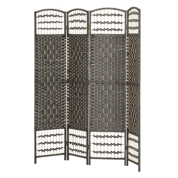 Room Divider 4 Panel, 5.6ft Folding Screen, Dark Gray - Privacy Partition for Home, Office, Bedroom, Living Room