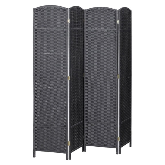 Room Divider 4 Panel, 5.6ft Tall Freestanding Privacy Screen - Charcoal Gray