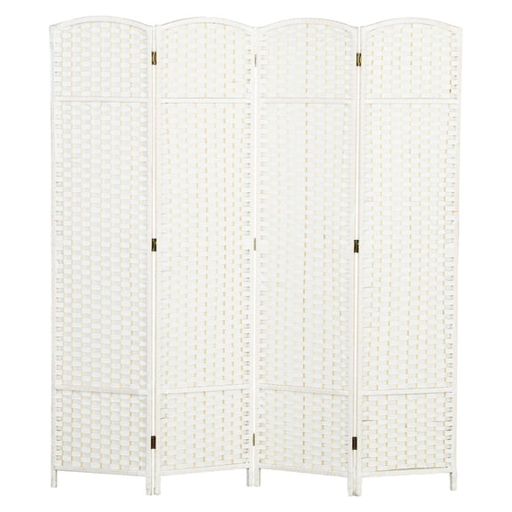 Room Divider 4 Panel 5.6ft Tall, Freestanding Privacy Screen for Home Office - White