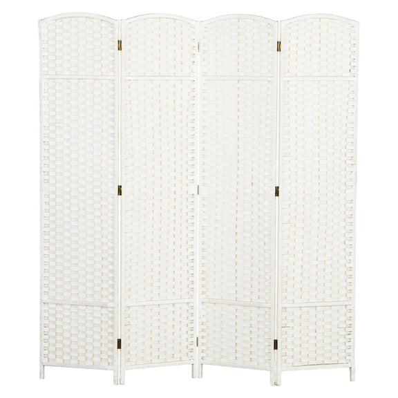 Room Divider 4 Panel 5.6ft Tall, Freestanding Privacy Screen for Home Office - White