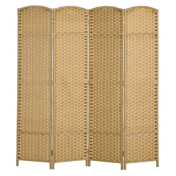 Room Divider 4 Panel 5.6ft Tall Privacy Screen - Wood Frame Folding Partition for Home Office