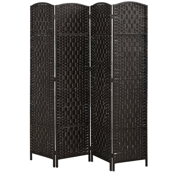Room Divider, 4 Panel Folding Privacy Screen, 70.9" Tall Portable Weave Partition Wall Divider for Bedroom, Coffee