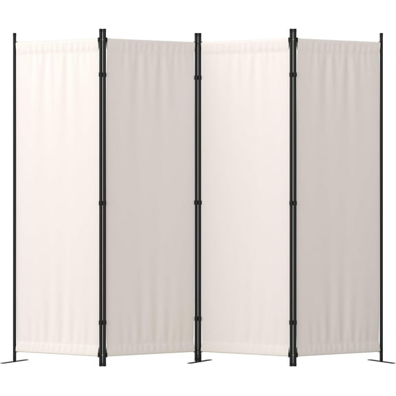 Room Divider, 4 Panel Folding Privacy Screen, 88” Portable Separating with 3 Metal Feet, Partition Room Dividers, Lightweight Freestanding Wall Divider Screen for Office Bedroom Hospital(White)