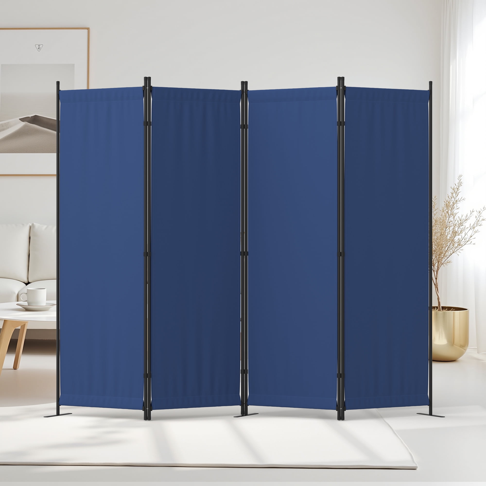 Room Divider 4 Panel Folding Privacy Screens 88" Portable Room Partition for Room Separator Freestanding Wall Divider for Office Bedroom Classroom Hospital, Blue