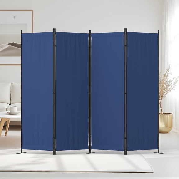 Room Divider 4 Panel Folding Privacy Screens 88" Portable Room Partition for Room Separator Freestanding Wall Divider for Office Bedroom Classroom Hospital, Blue