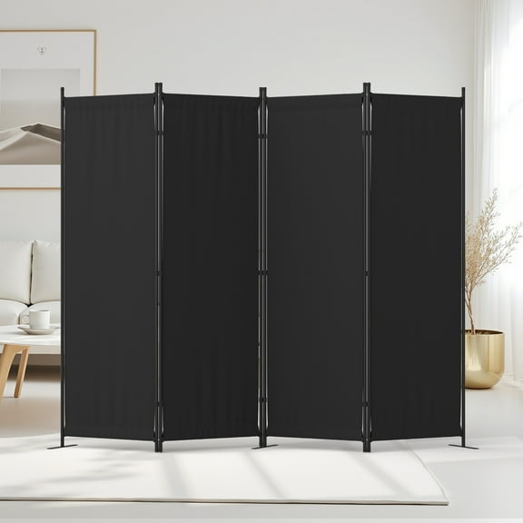 Room Divider 4 Panel Folding Privacy Screens 88" Portable Room Partition for Room Separator Freestanding Wall Divider for Office Bedroom Classroom Hospital, Black