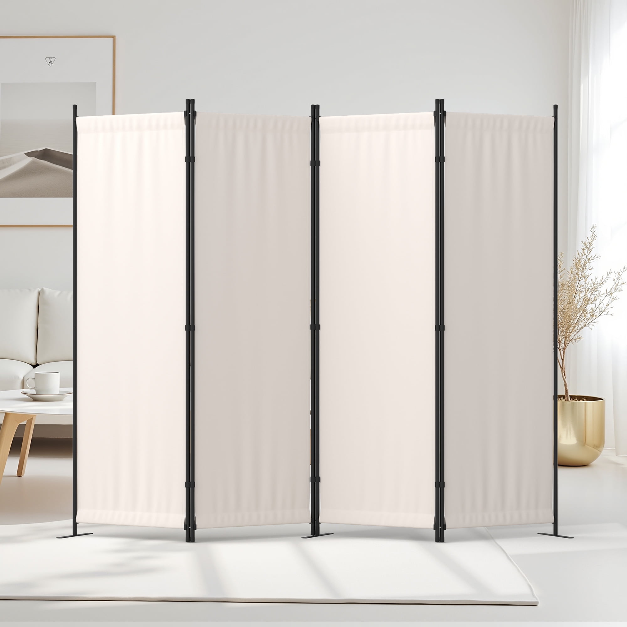 Room Divider 4 Panel Folding Privacy Screens 88" Portable Room Partition for Room Separator Freestanding Wall Divider for Office Bedroom Classroom Hospital, White