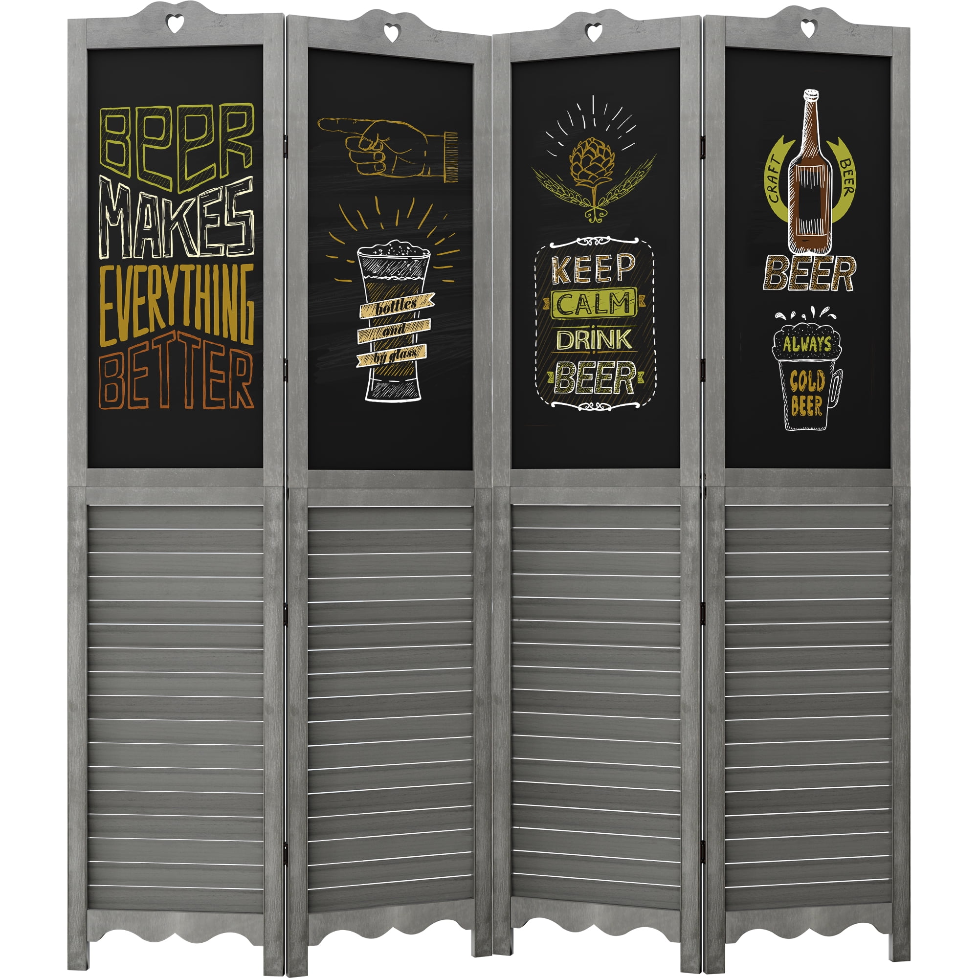 Room Divider, 4 Panel Folding Privacy Screens with Chalkboard
