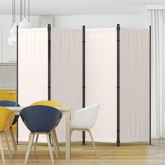 Room Divider 4 Panel Partition Room Dividers & Folding Privacy Screens w/ 3 Metal Feet