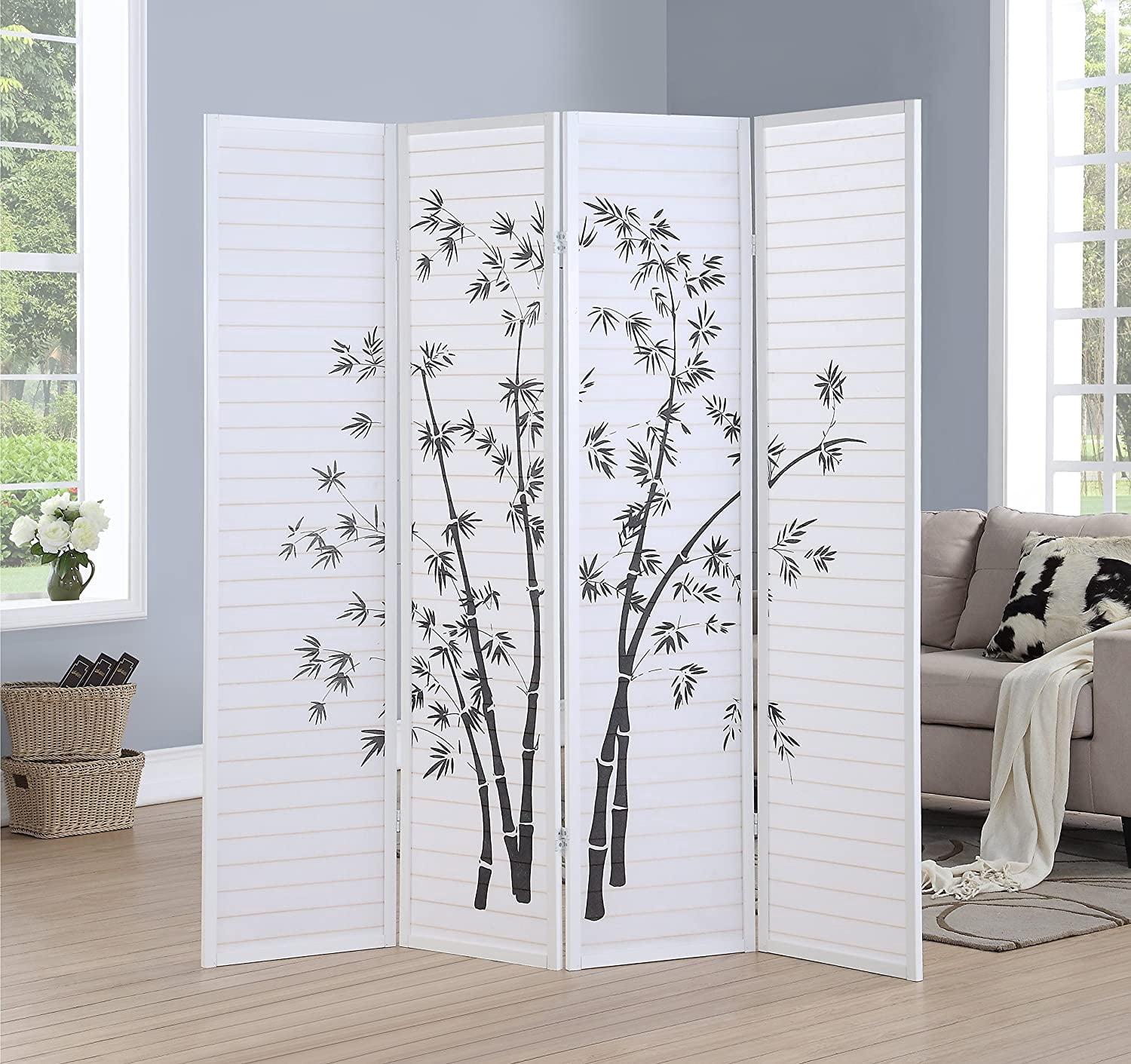 Room Divider 4 Panel Room Dividers with Oriental Style Partition Room ...