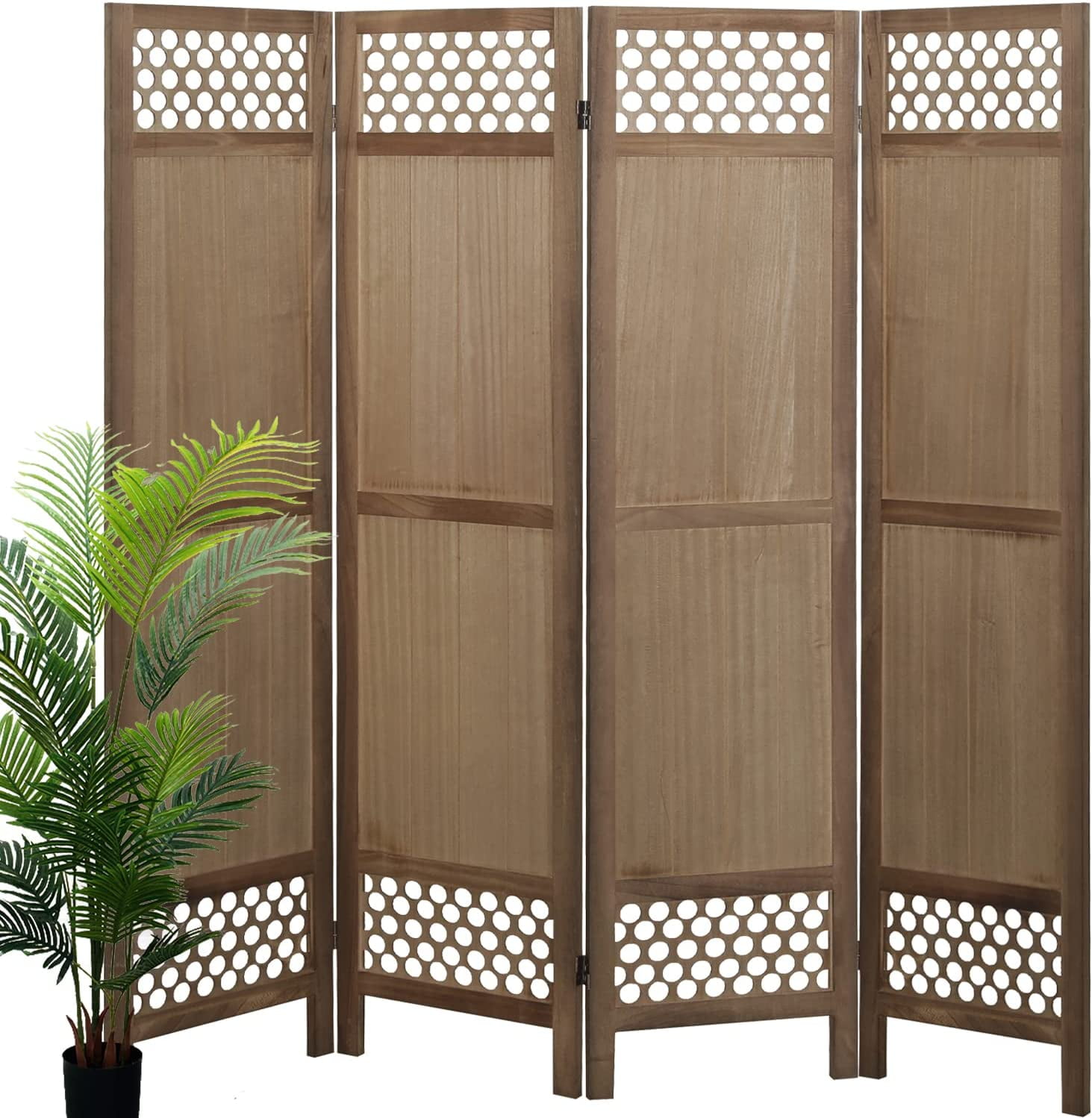 Room Divider 4 Panel Woven Screen Room Divider and Folding Privacy ...