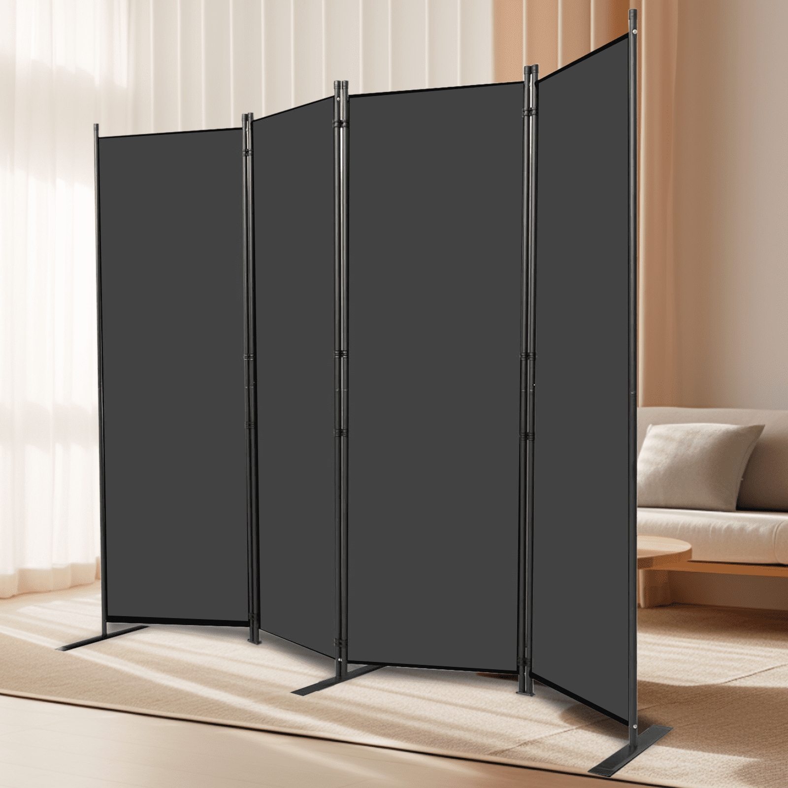 Room Divider-4 Panels Folding Privacy Screens, Partition Room Dividers ...