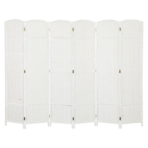 Room Divider 6 Panel, 5.6ft Tall Privacy Screen - Freestanding Partition for Home Office - White
