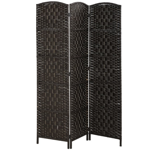 Room Divider, 6 Panel Folding Privacy Screen, 6FT Tall Portable Weave Partition Wall Divider for Bedroom, Coffee